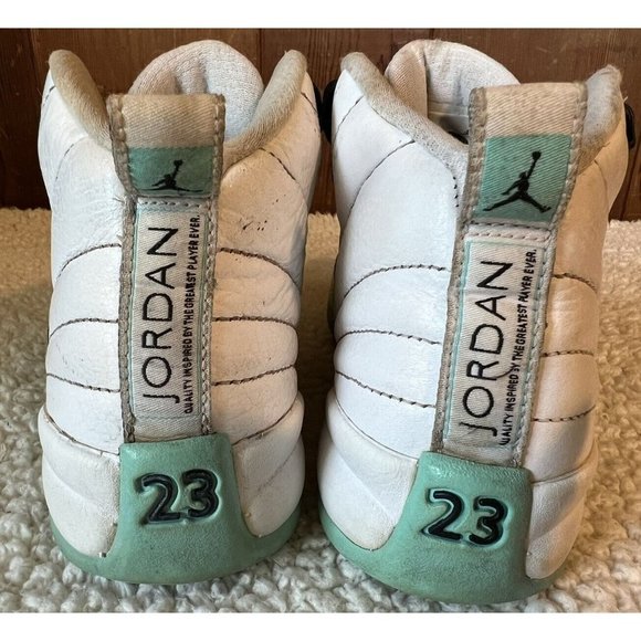 NIKE Air Jordan 12 Retro 510815-100 Aqua White Athletic Shoes US Size 4Y - Picture 4 of 9